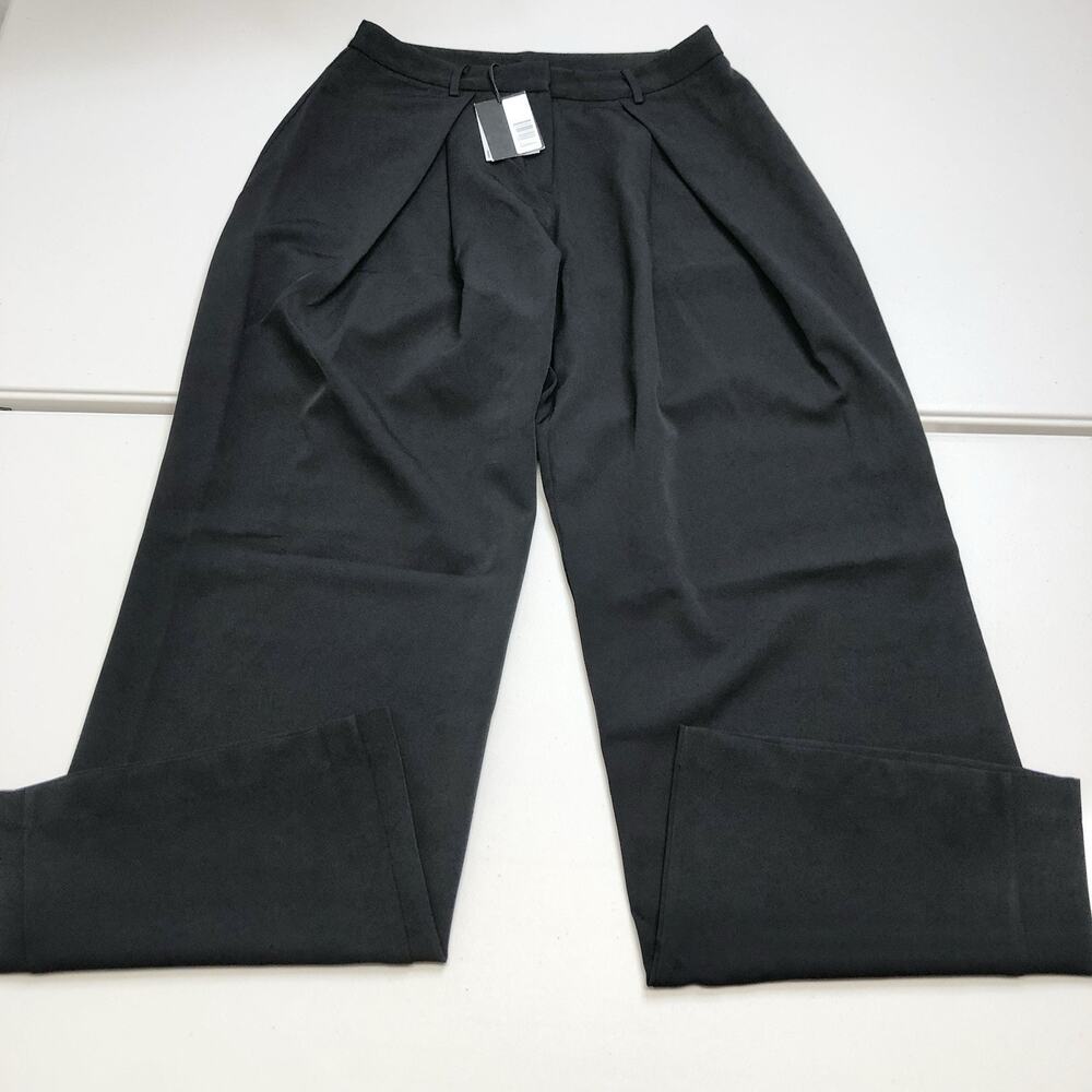 Noli Lia Black Trouser Straight Wide Leg Pants Pleated Black Size 12